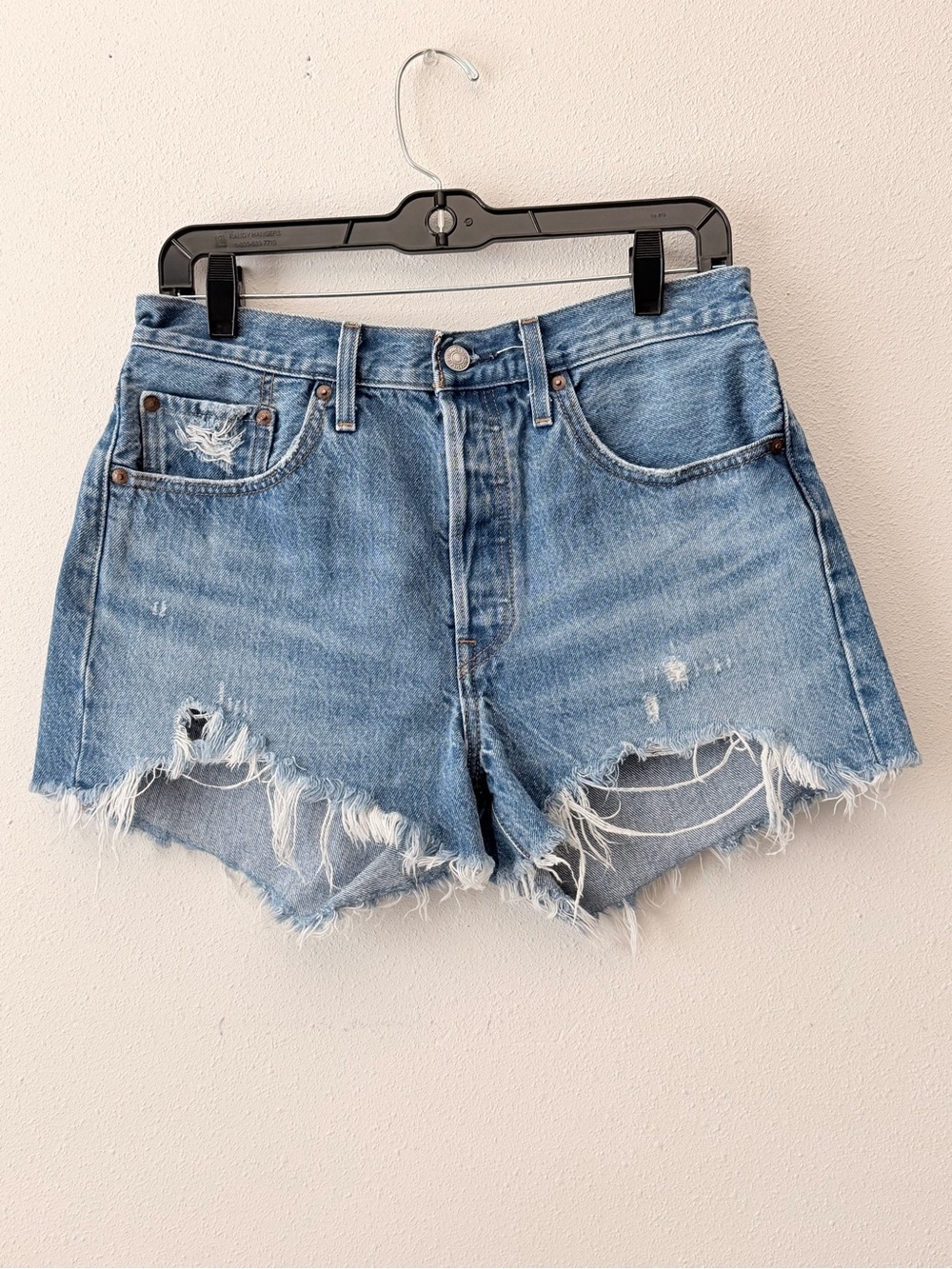 Levi's Black Label Premium Signature 501 Blue Frayed Cutoff Denim Shorts